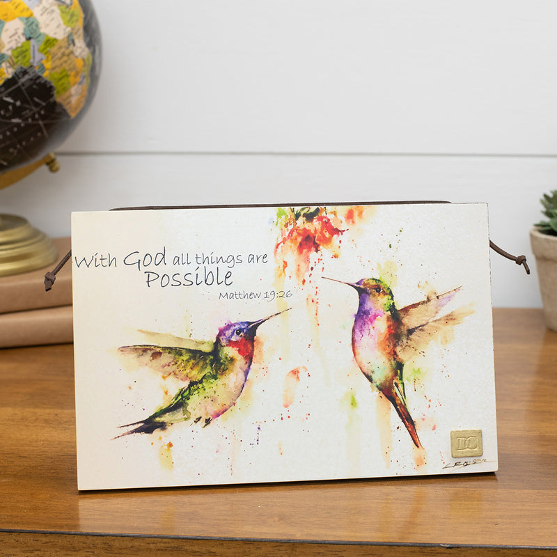 DEMDACO Dean Crouser With God All Things Hummingbird 10 x 6.5 Wrapped Canvas Inspirational Wall Art Plaque