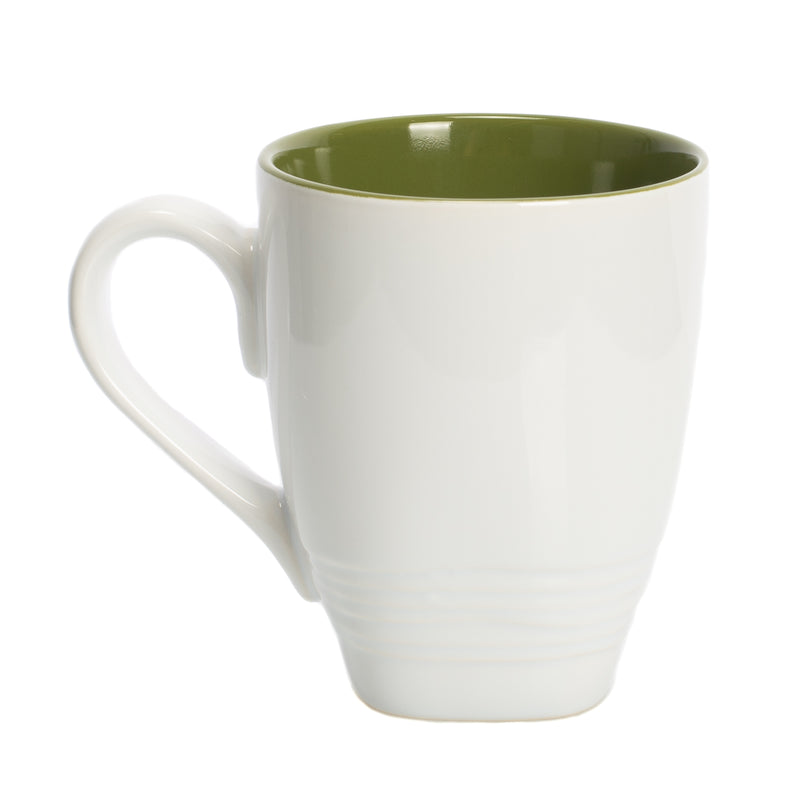 DEMDACO Fox Watercolor Green On White 12 Ounce Glossy Stoneware Mug With Handle