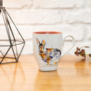 Cottontail Watercolor Red On White 16 Ounce Glossy Stoneware Mug With Handle