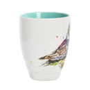 Saw Whet Owl Watercolor Blue On White 12 Ounce Glossy Stoneware Mug With Handle