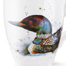 DEMDACO Loon Watercolor Black On White 16 Ounce Glossy Stoneware Mug With Handle