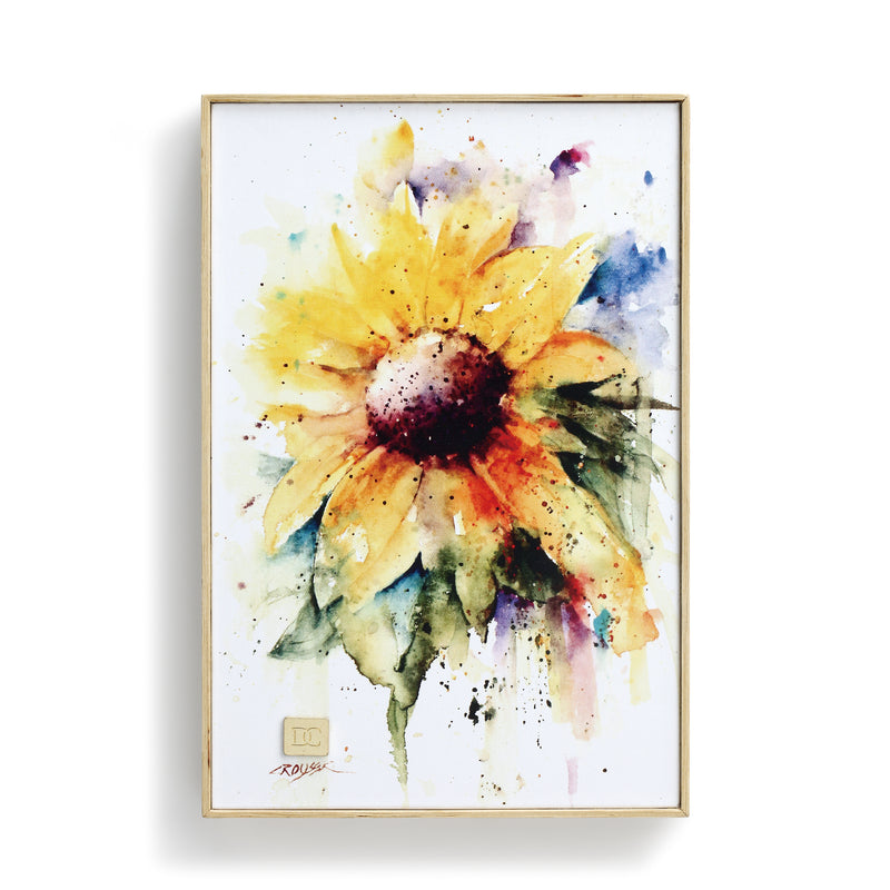 DEMDACO Dean Crouser Sunflower Gallery Wrapped Canvas Print 12 x 8 Ash Wood Framed Wall Art Plaque