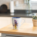 Iris Watercolor Purple On White 16 Ounce Glossy Stoneware Mug With Handle