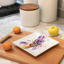 Demdaco Dean Crouser Watercolor 7 x 7 Ceramic Stoneware Decorative Snack Plate (Iris Flower)