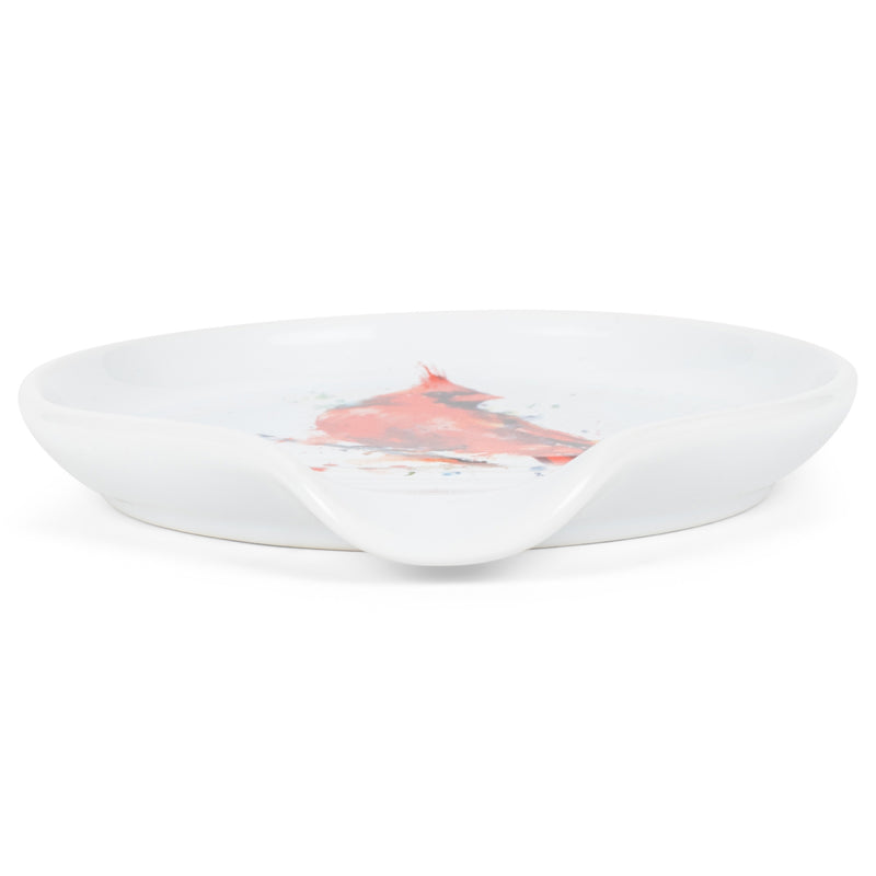 DEMDACO Dean Crouser Cardinal Bird Watercolor Red 5 x 5 Glossy Ceramic Stoneware Spoon Rest