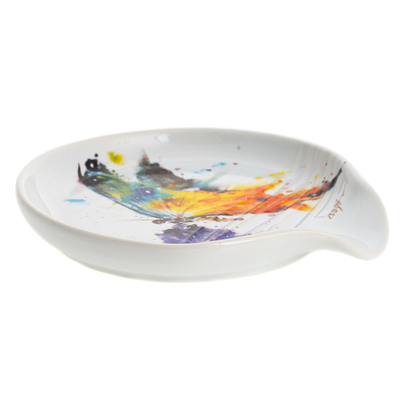 DEMDACO Dean Crouser Kaleidoscope Butterfly Watercolor Rainbow 5 x 5 Glossy Stoneware Spoon Rest