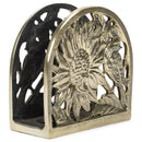 Demdaco Sunflower Summer Floral Silver Toned 6 x 5 Hand-Cast Aluminum Napkin Holder