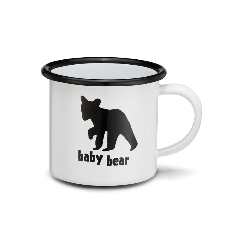 Papa Mama and Baby Bear White 10 and 5 ounce Metal Enamelware Mugs Set of 3