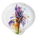 Dean Crouser Iris Flower Floral Watercolor Purple 5 x 5 Glossy Ceramic Stoneware Spoon Rest