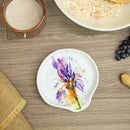 Dean Crouser Iris Flower Floral Watercolor Purple 5 x 5 Glossy Ceramic Stoneware Spoon Rest