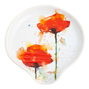 Dean Crouser Poppy Flower Floral Watercolor Red 5 x 5 Glossy Ceramic Stoneware Spoon Rest