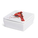 DEMDACO Dean Crouser Redhead Cardinal Watercolor Red 4 x 4 Ceramic Stoneware Lidded Vanity Box