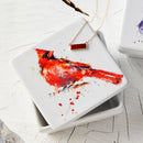 DEMDACO Dean Crouser Redhead Cardinal Watercolor Red 4 x 4 Ceramic Stoneware Lidded Vanity Box