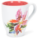 Dean Crouser Stargazer Lily Flower Watercolor Pink 16 ounce Glossy Ceramic Stoneware Mug