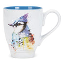 Dean Crouser Blue Jay Bird Watercolor Blue 16 ounce Glossy Ceramic Stoneware Coffee Mug