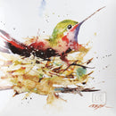 Dean Crouser Hummingbird In Nest Watercolor 7 x 7 Ceramic Stoneware Decorative Snack Plate