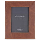 DEMDACO Rustic Natural Brown 5 x 7 Stitched Leather and Glass Tabletop Picture Frame