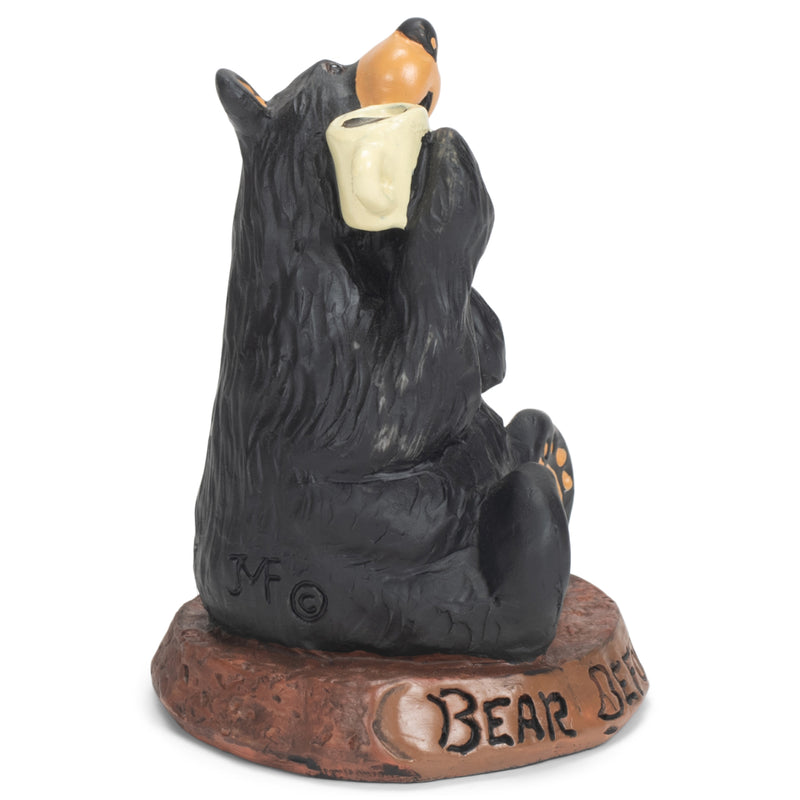 DEMDACO Coffee Bear Black Bear 3.5 x 3 Hand-cast Resin Figurine Sculpture