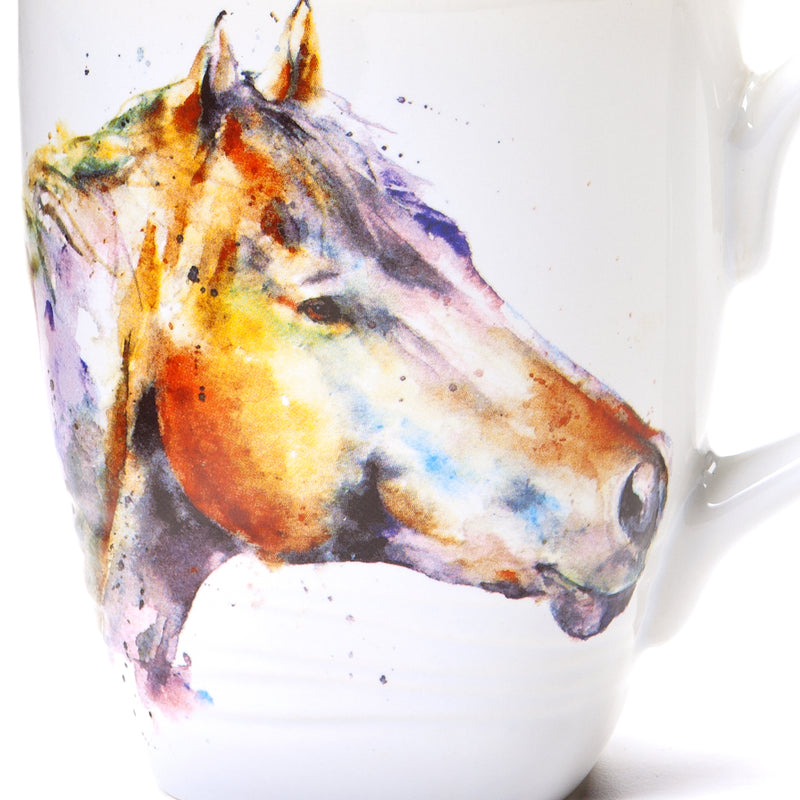 DEMDACO Dean Crouser Horse Head Watercolor Brown On White 16 Ounce Glossy Stoneware Mug With Handle
