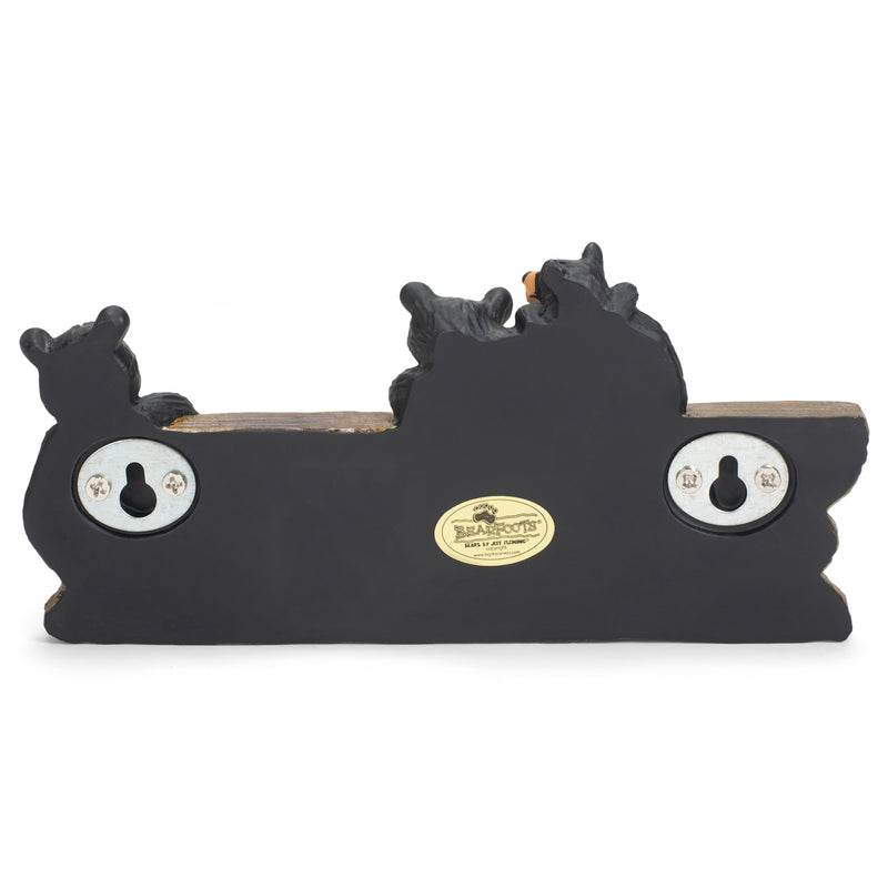 Black Bear Family 3.5 x 7.5 Hand-cast Resin Figurine Key Holder