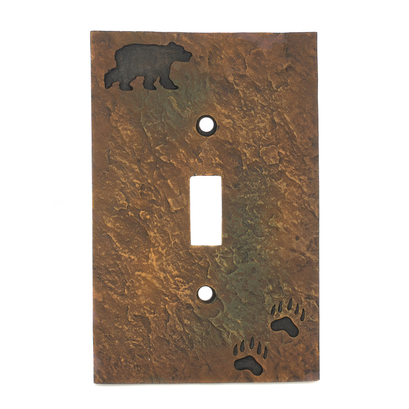 Demdaco Bear and Tracks Rustic Hand-Cast Single Switch Plate Cover