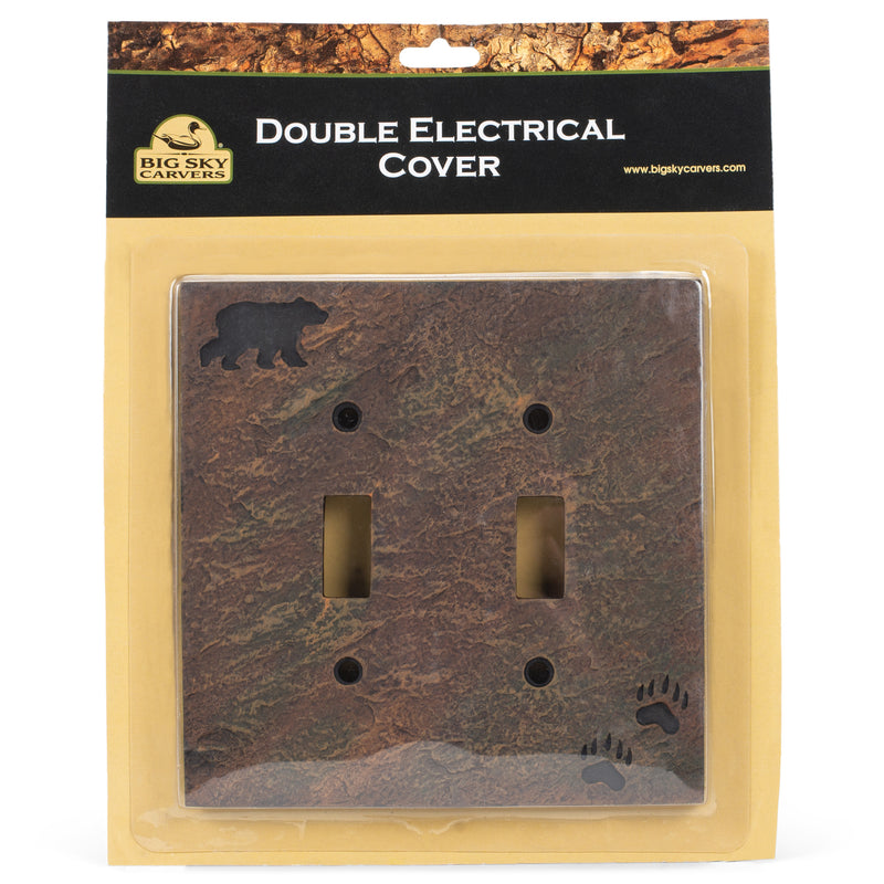 DEMDACO Bear and Tracks Rustic Hand-Cast Double Switch Plate Cover