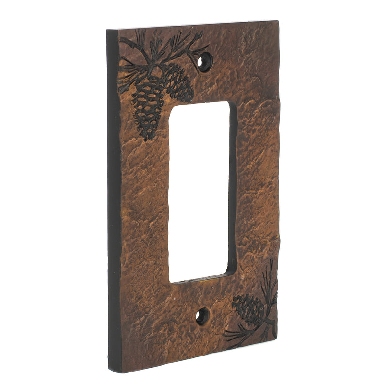 Pinecone Rustic Hand-Cast Single Paddle Rocker Switch Plate Cover