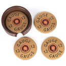 Demdaco Shotgun Shell Big Shot Bronze Tone 5 x 5 Resin Stone Coasters Set of 4