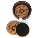 Demdaco Shotgun Shell Big Shot Bronze Tone 5 x 5 Resin Stone Coasters Set of 4
