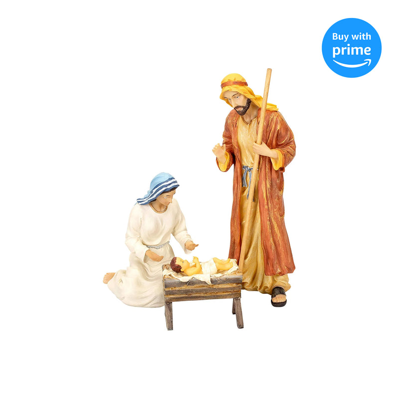 Set of 3 Holy Family 10 inch Resin Stone Christmas Nativity Figurines