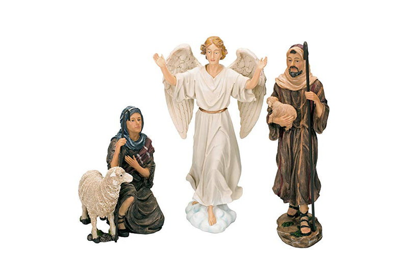 Shepherds, Sheep and Angel 14 inch Christmas Nativity Set