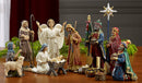 Set of 11 Nativity Figurines with Real Gold, Frankincense and Myrrh - 7 inch Scale