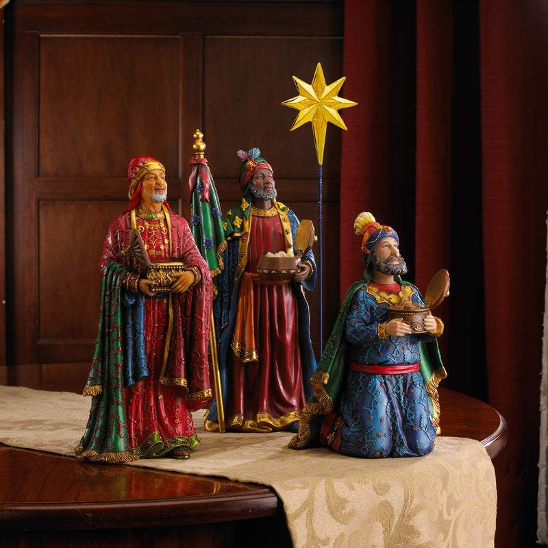 16 Piece Deluxe Edition Christmas Nativity Set with Real Frankincense Gold and Myrrh - 7 inch Scale