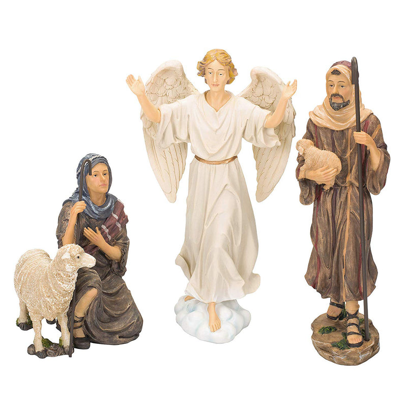 16 Piece Deluxe Edition Christmas Nativity Set with Real Frankincense Gold and Myrrh - 10 inch Scale