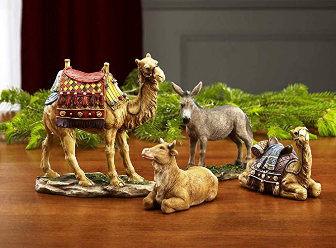 16 Piece Deluxe Edition Christmas Nativity Set with Real Frankincense Gold and Myrrh - 14 inch Scale