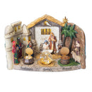 Panorama Nativity Figurine Statue with Real Gold, Frankincense and Myrrh