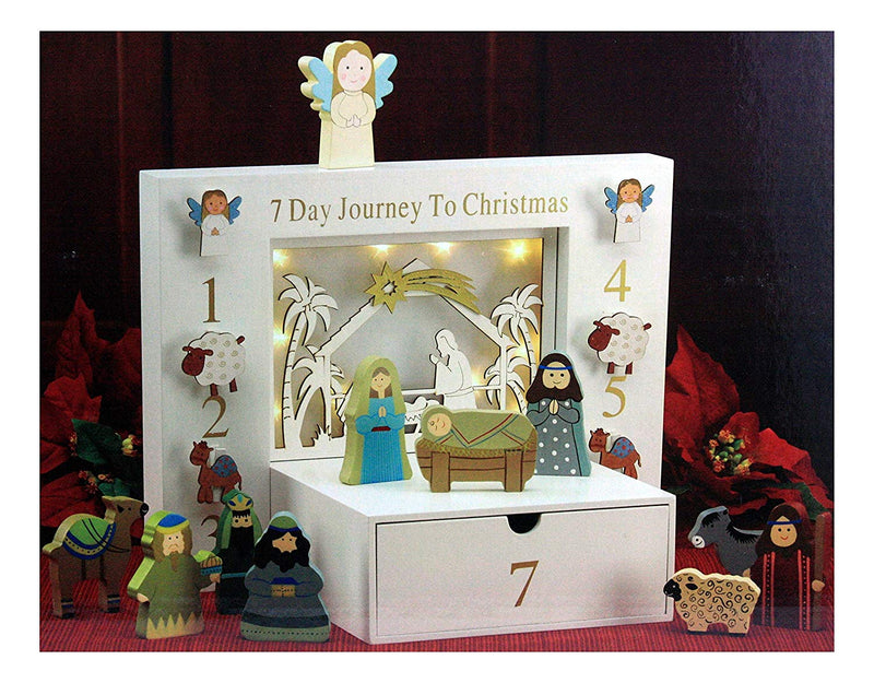 7 Day Journey to Christmas Childrens Interactive Wood Block Nativity Set of 12