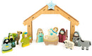 Whimsical Happy Face Children's 9.5 inch Wood Block Nativity Set of 12