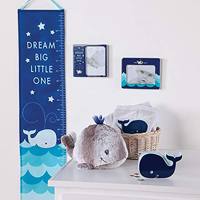 Whale on Ocean Blue Childrens Canvas Growth Chart with Stickers
