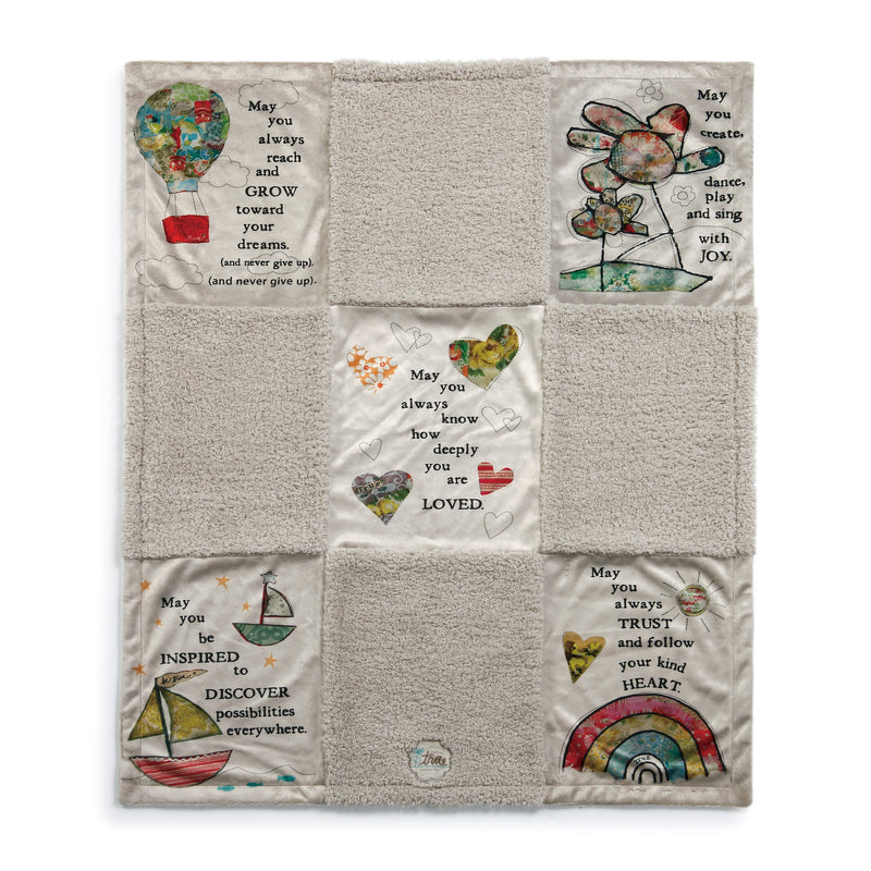 DEMDACO Blessings Multicolored Patchwork 40 x 30 Childrens Plush Blanket