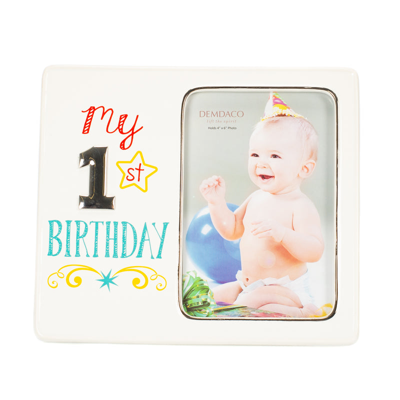 My 1st Birthday 8 x 7 Ceramic with metal accents Picture Frame