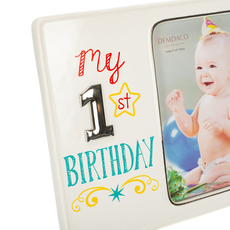 My 1st Birthday 8 x 7 Ceramic with metal accents Picture Frame