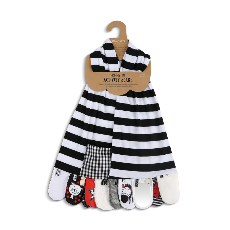 DEMDACO Mommy & Me Fabric Activity Scarf (Black and White Stripes)