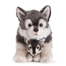 Nat and Jules Mommy Wolf and Pup Wintry Gray Childrens Plush Stuffed Animal Toy Set of 2
