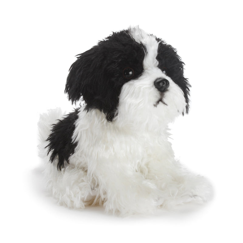 DEMDACO Sitting Small Havanese Dog Black and White Childrens Plush Stuffed Animal