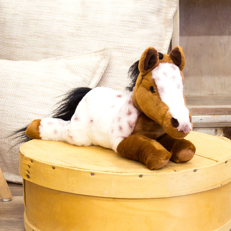 DEMDACO Laying Large Appaloosa Horse Spotted Childrens Plush Stuffed Animal