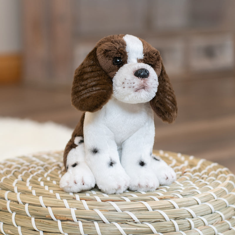 DEMDACO Springer Spaniel Plush Fabric Beanbag Figure Toy Brown and White, 6 Inch