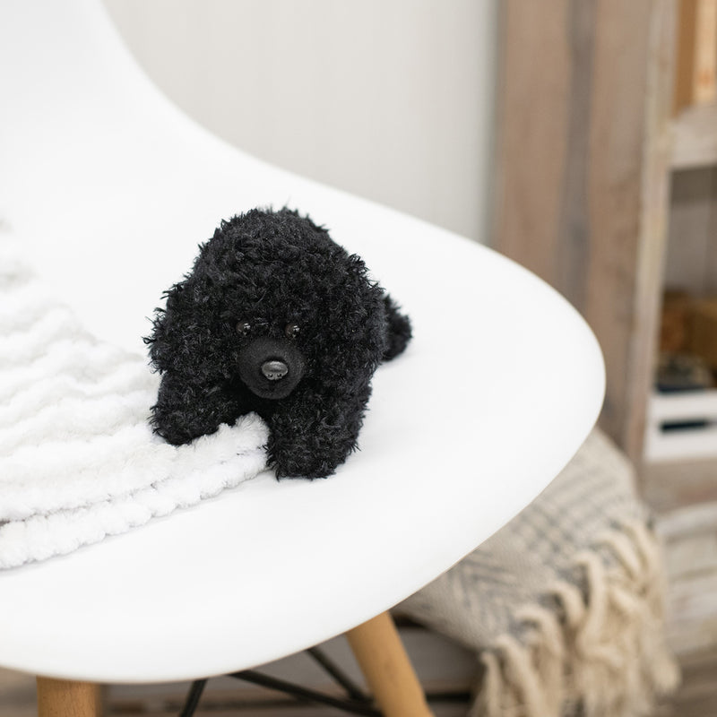DEMDACO Poodle Stuffed Dog Curly Fuzzy Black 6 inch Plush Fabric Beanbag Figure Toy