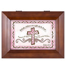 Girl Baptism Cross Wood Finish Music Box Plays You are My Sunshine