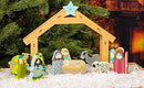 Whimsical Happy Face Childrens 9.5 inch Wood Block Nativity Set of 12